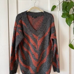 Joseph Gray and Orange V-Neck Sweater